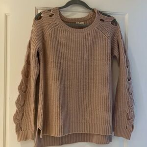 Dusty pink sweater with pretty cable accents